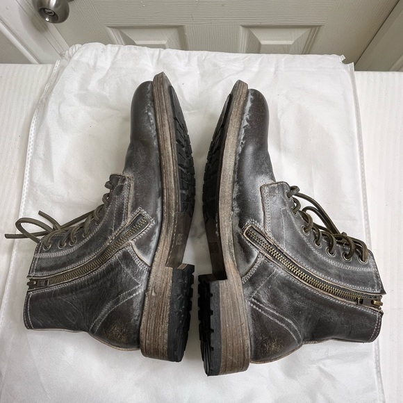 FREEBIRD By Steven LIVERPOOL Lace Up Distressed BLACK Leather BOOTS  Size 9 - Picture 15 of 16